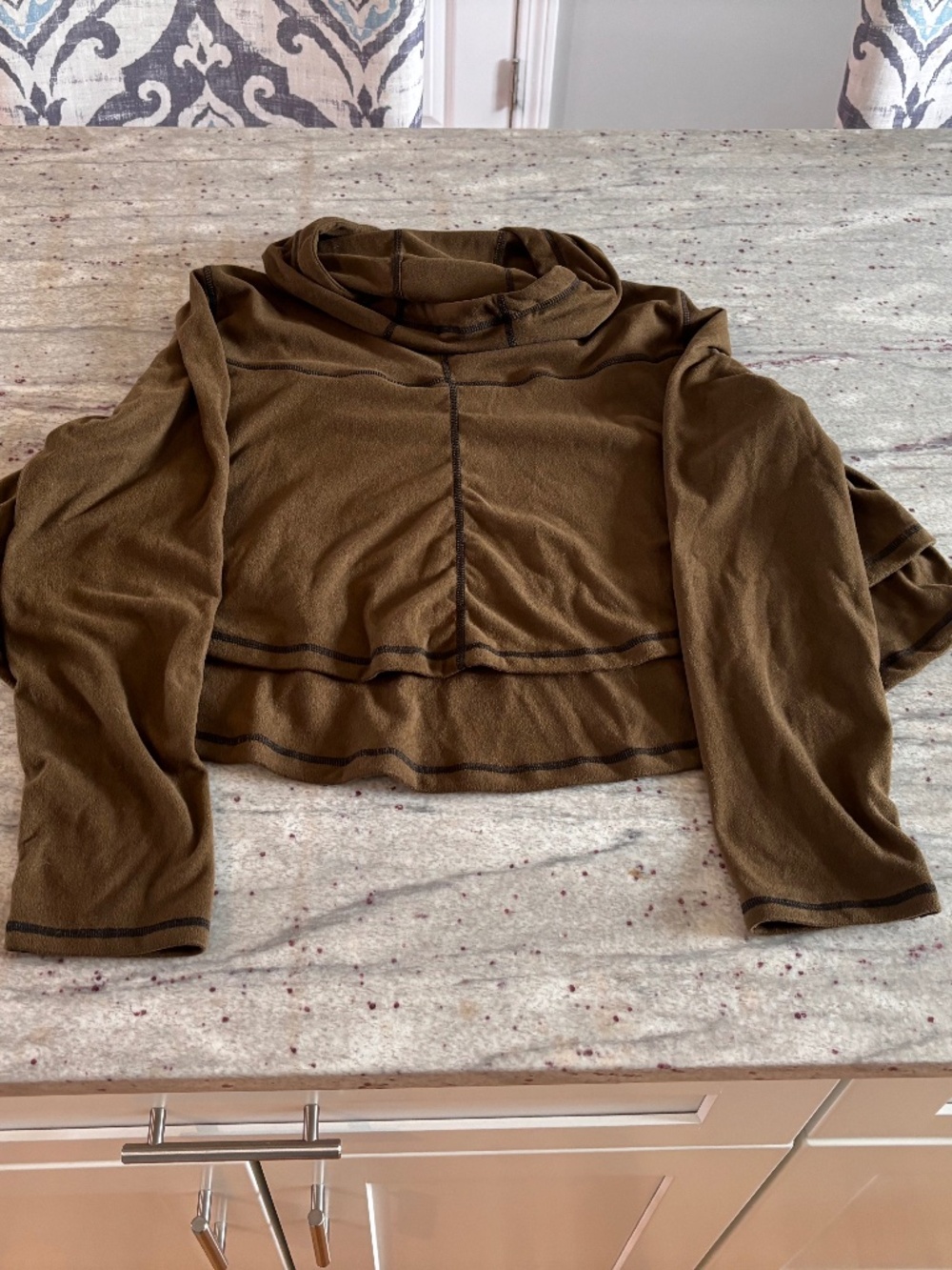 Cropped Womens Army Green & Black Hoodie - Flowy Tiered Bottom Shein Size S